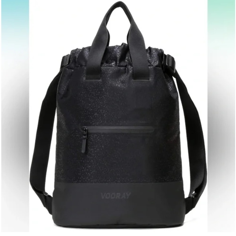 NWT Vooray Women's Gym Bag Black Backpack Metallic Embossed